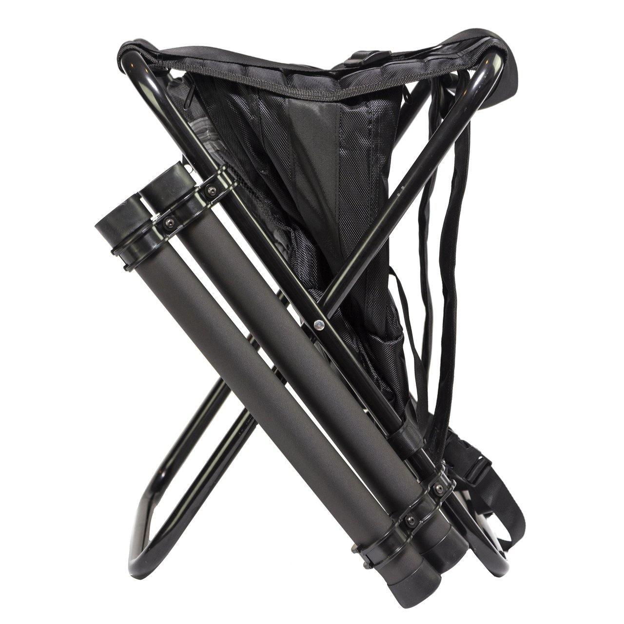 Bohning archery shooter stool with attached arrow tubes and black frame