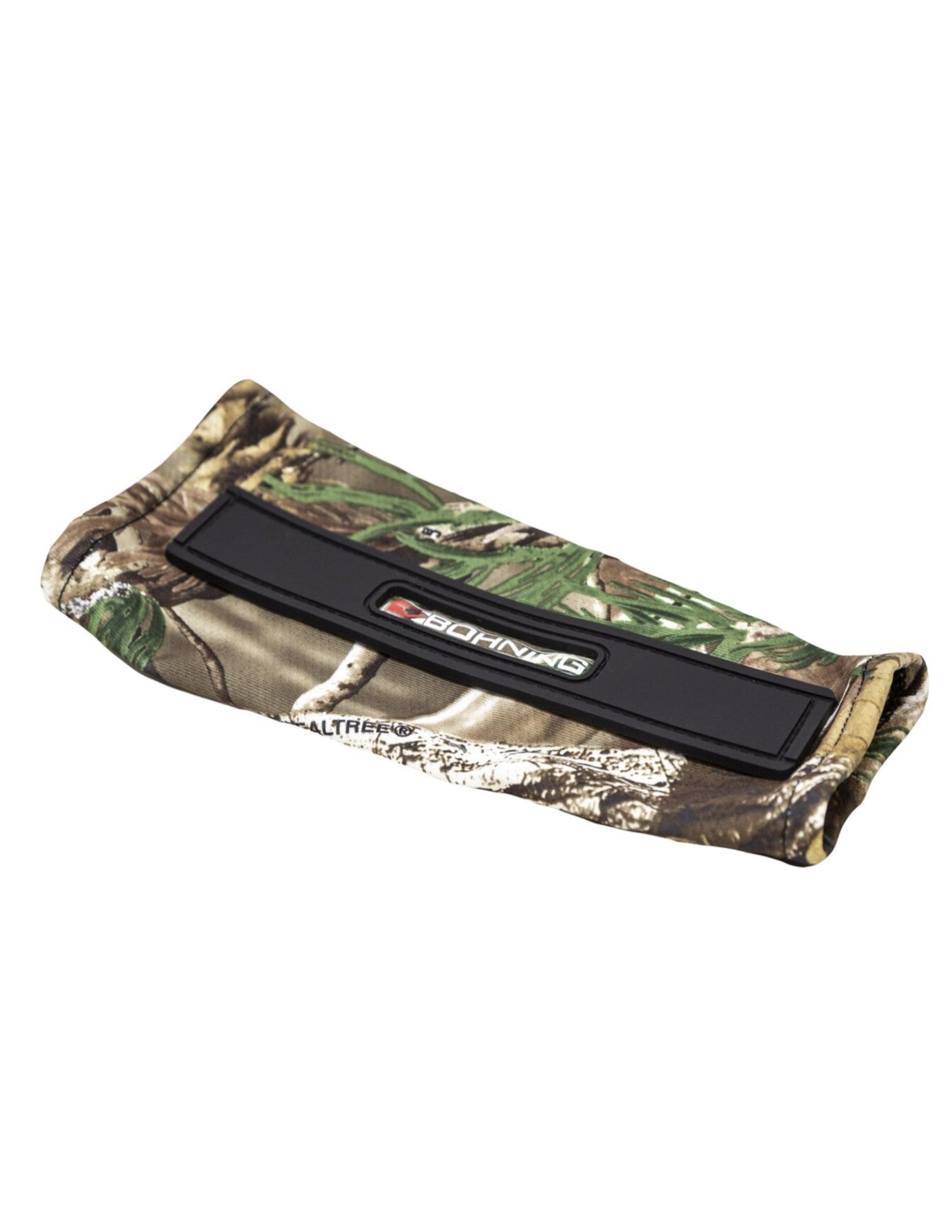 Bohning camo slip-on archery armguard with black protective strip