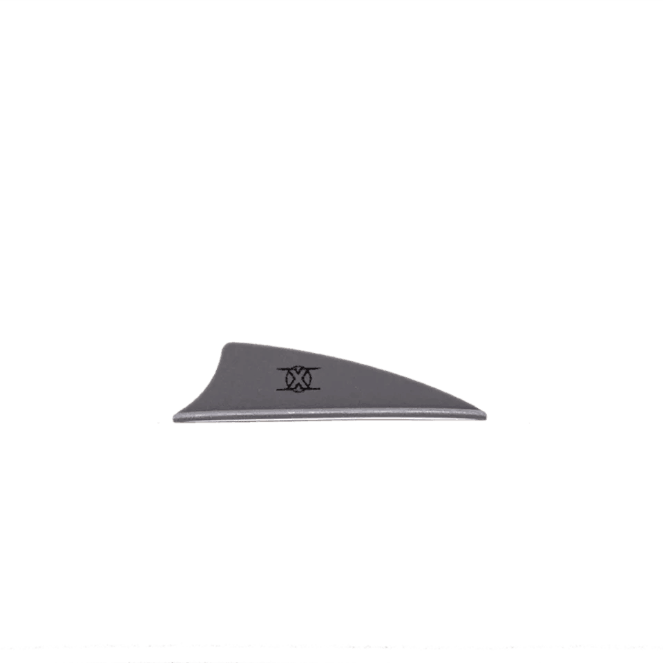 Gray Bohning X Vane Shield Cut 2.25 archery fletching with black logo on plain background