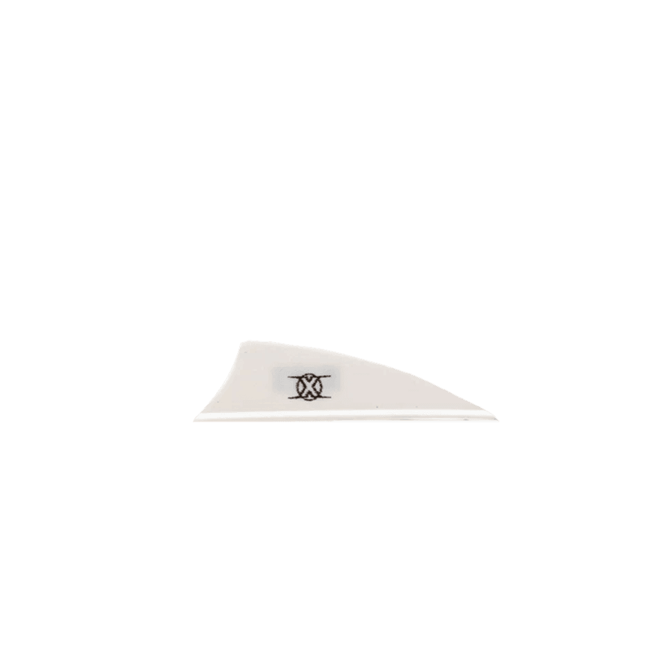 White Bohning X Vane 2.25 inch shield cut arrow vane on plain background