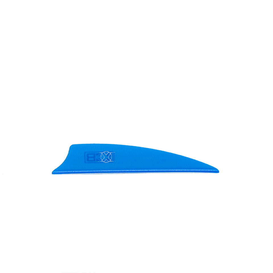 Blue Bohning X Vane Shield Cut 2.25 inch archery vane on a plain background