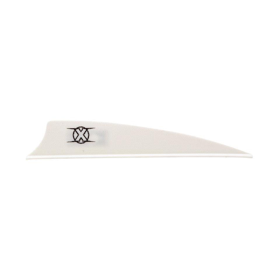 White Bohning Archery X Vane arrow vane with shield cut on white background