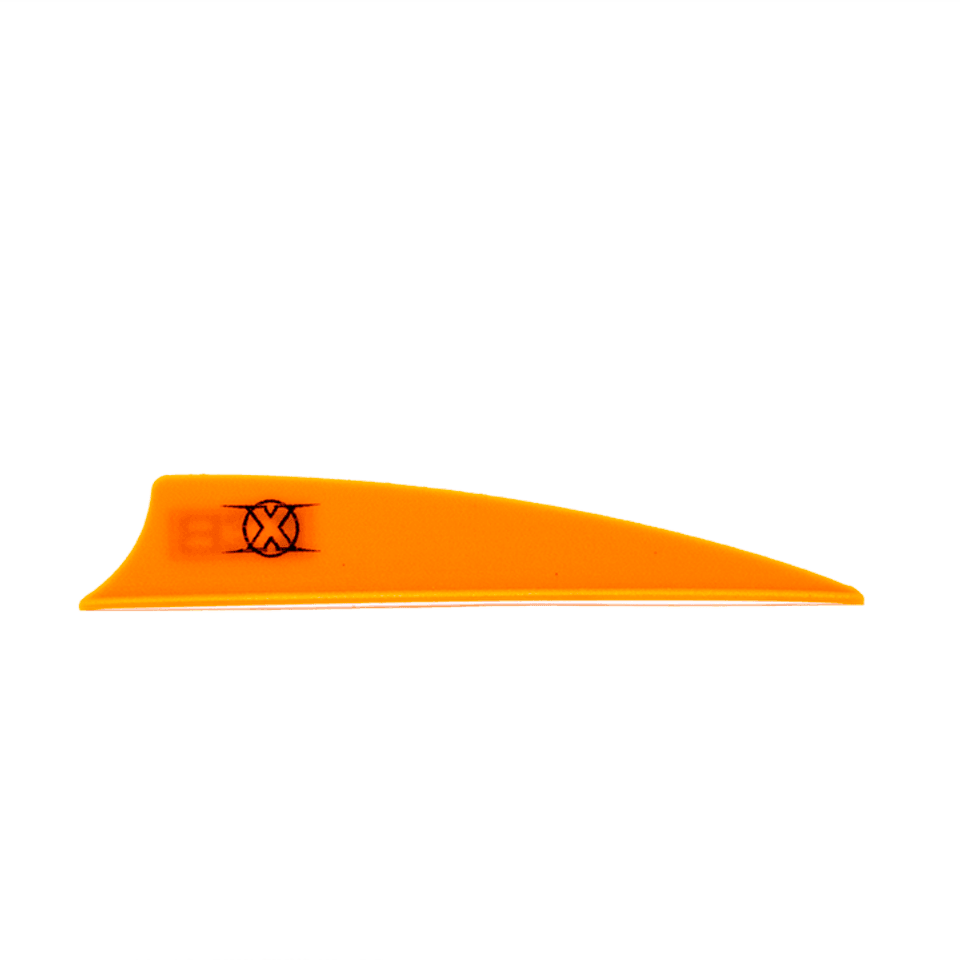 Bohning Archery orange X Vane shield cut arrow vane on plain background