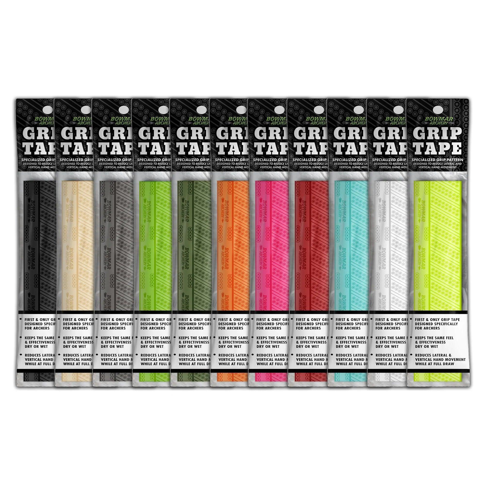 Bowmar Archery grip tape multi-color packs for archery, displayed in a row on white background