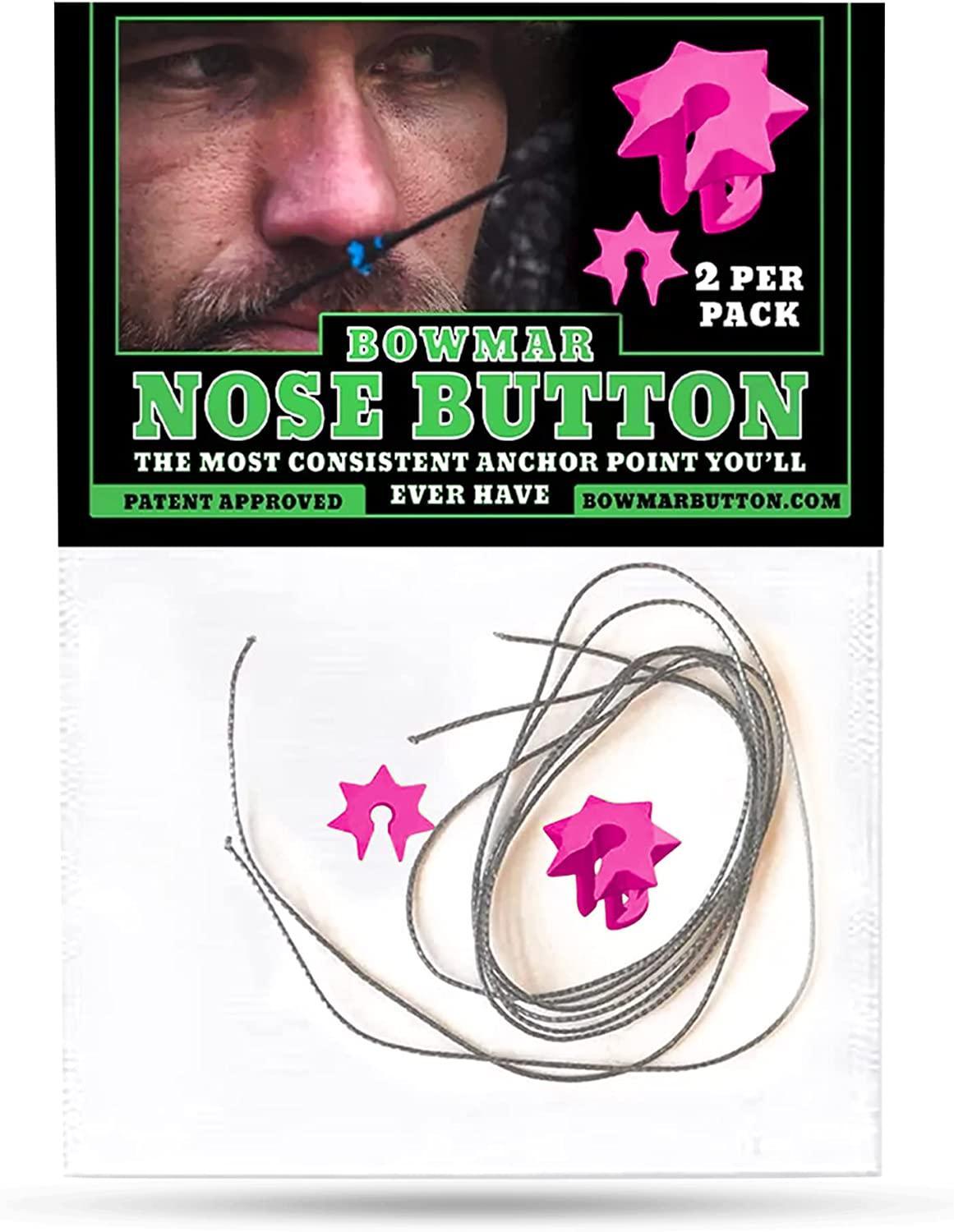 Bowmar Archery Nose Button 2-pack with pink nose buttons and string for bow setup