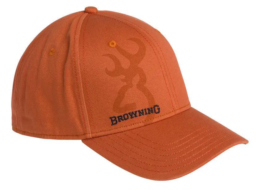 Orange Browning Big Buck cap with embroidered logo, curved brim, and ventilation eyelets