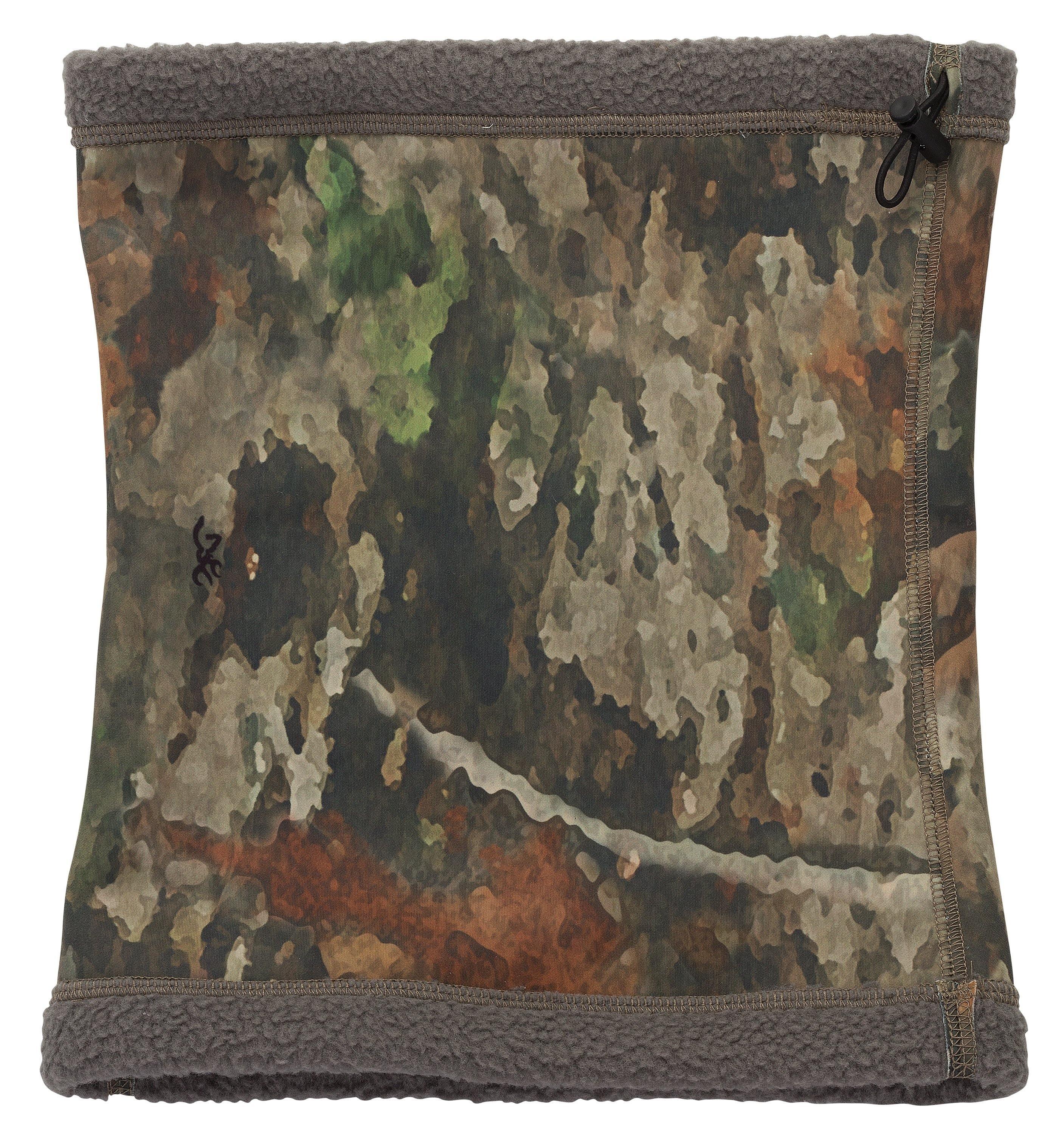 Browning Hellfire fleece gaiter in A-TACS TD-X camouflage pattern with drawstring