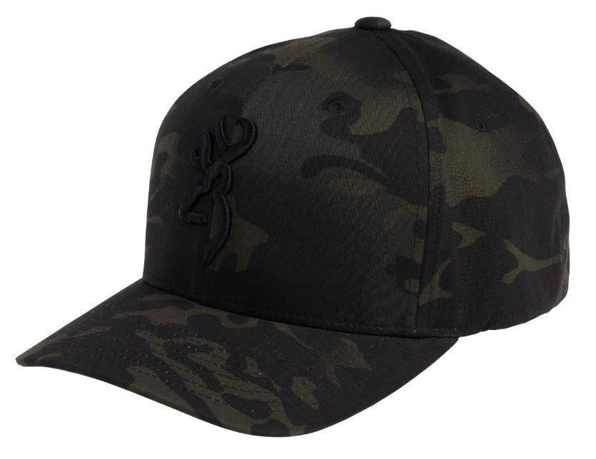 Browning Phantom Multicam Black Flexfit cap with authentic camouflage pattern and Buckmark logo