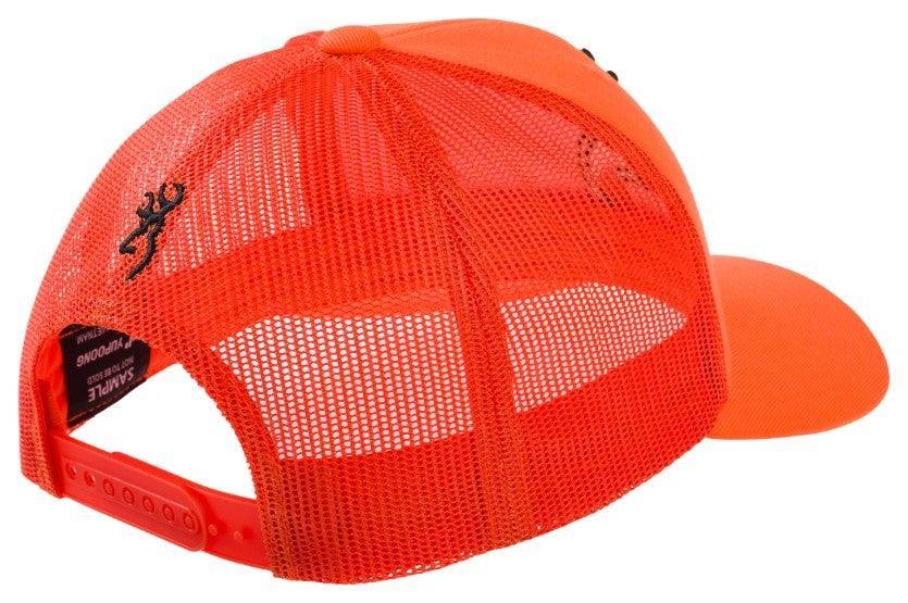 Browning Proof Cap blaze orange mesh back adjustable trucker hat with black logo