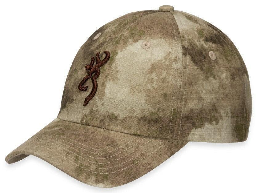 Browning Speed ATACS AU camo cap with brown deer logo, camouflage baseball hat