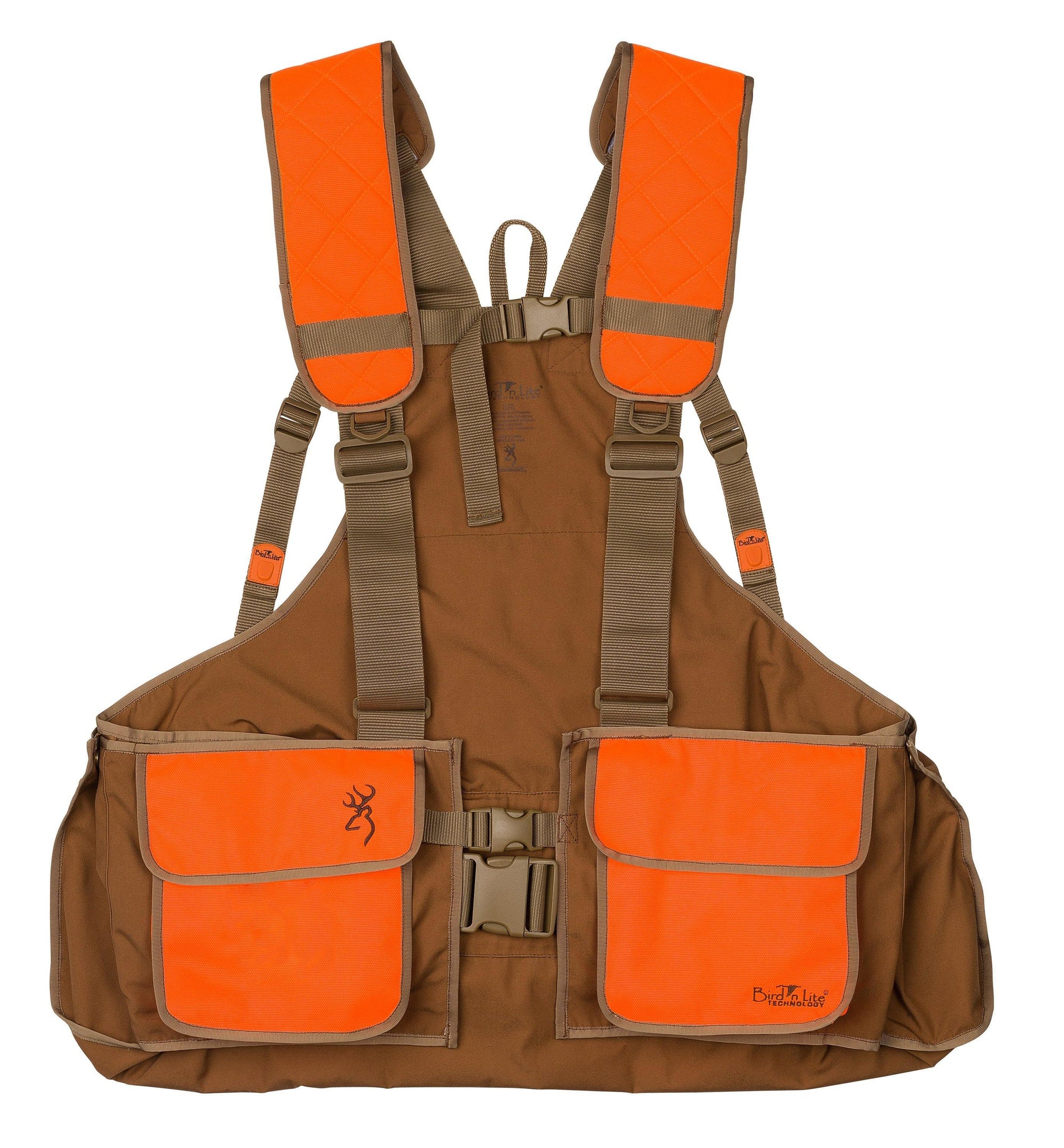 Browning Upland Bird'N Lite strap vest 2.0 brown and orange hunting vest with large pockets