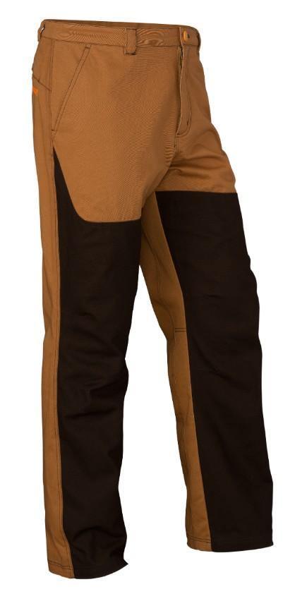 Browning Upland denim pants brown with black reinforced panels, outdoor hunting apparel