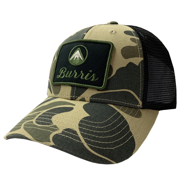 Burris Trucker Hat - Camo/Black Mesh - Leapfrog Outdoor Sports and Apparel