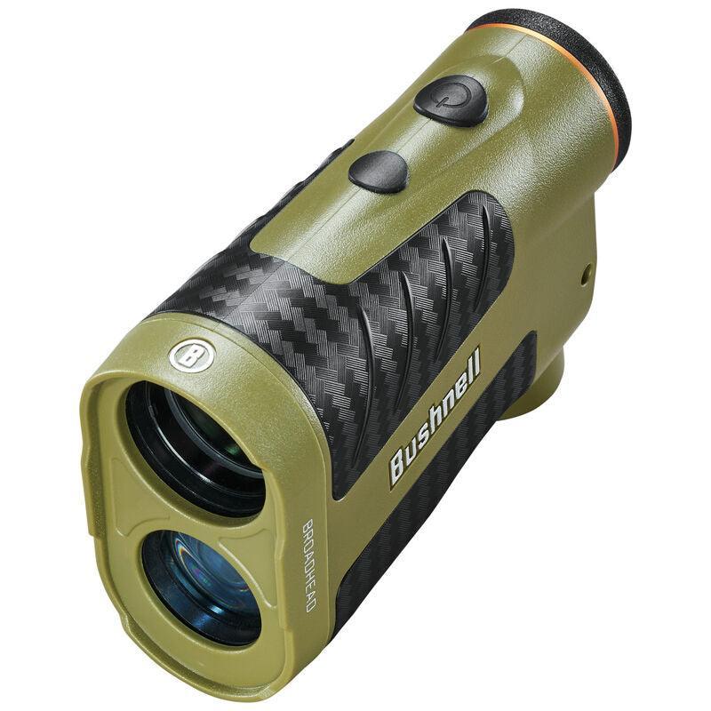 Bushnell Archery Broadhead laser rangefinder with black and olive body, top buttons visible