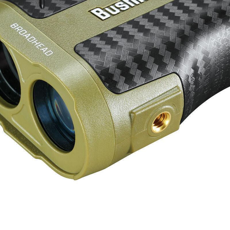 Bushnell Broadhead laser rangefinder with carbon fiber texture and dual lenses