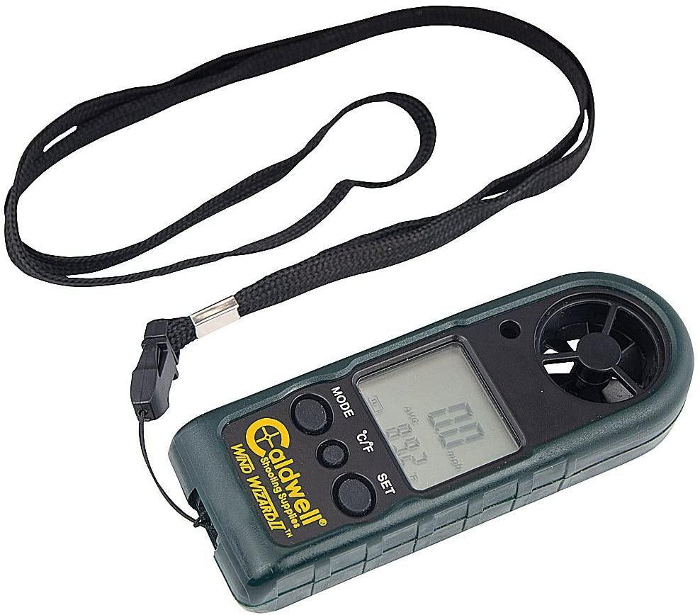 Caldwell Wind Wizard II handheld digital anemometer with lanyard and LCD display
