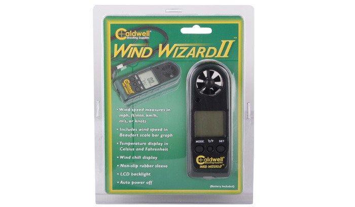 Caldwell Wind Wizard II handheld digital anemometer in retail packaging
