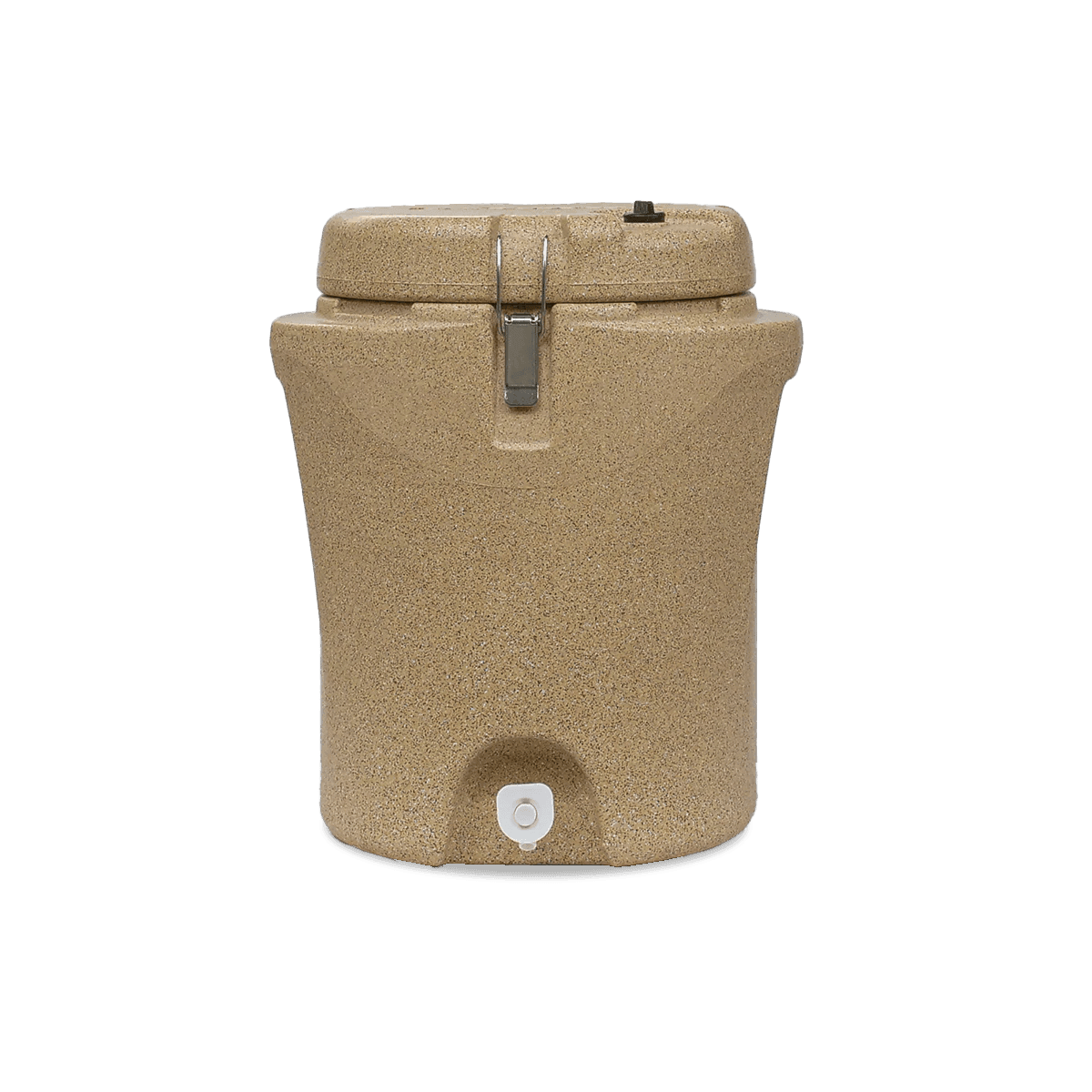 Tan Canyon Coolers water cooler with spout and latch, isolated on solid background