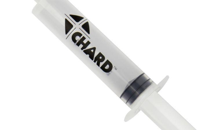 CHARD 1-ounce meat injector syringe with clear barrel and black text