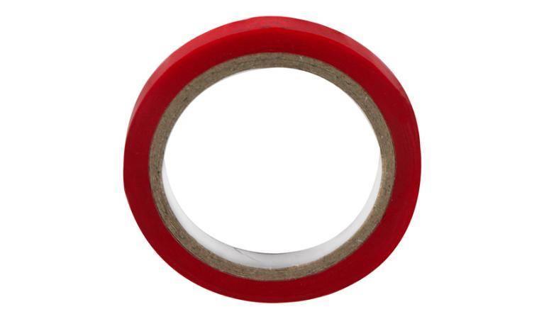 Red chard bag tape roll on white background for outdoor sports and apparel
