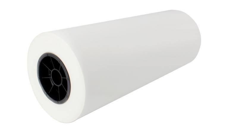 Large roll of white CHARD freezer paper with black core on a white background