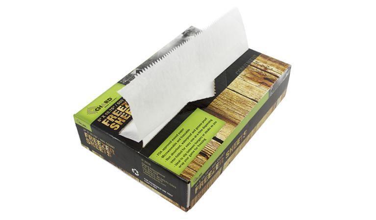 Chard freezer sheets box with white sheets, food-grade paper packaging on white background