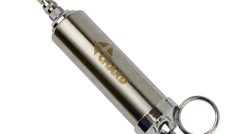 Chard stainless steel meat injector with needle and handle, isolated on white background