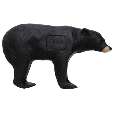 Delta McKenzie black bear 3D archery target with scoring rings on the side