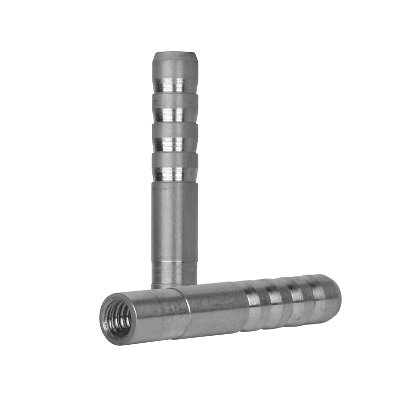 Easton Archery 5mm HIT arrow inserts with grooves on a white background