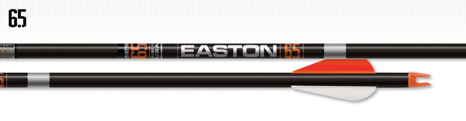 Easton 6.5mm Hunter Classic fletched carbon arrow with orange and white vanes