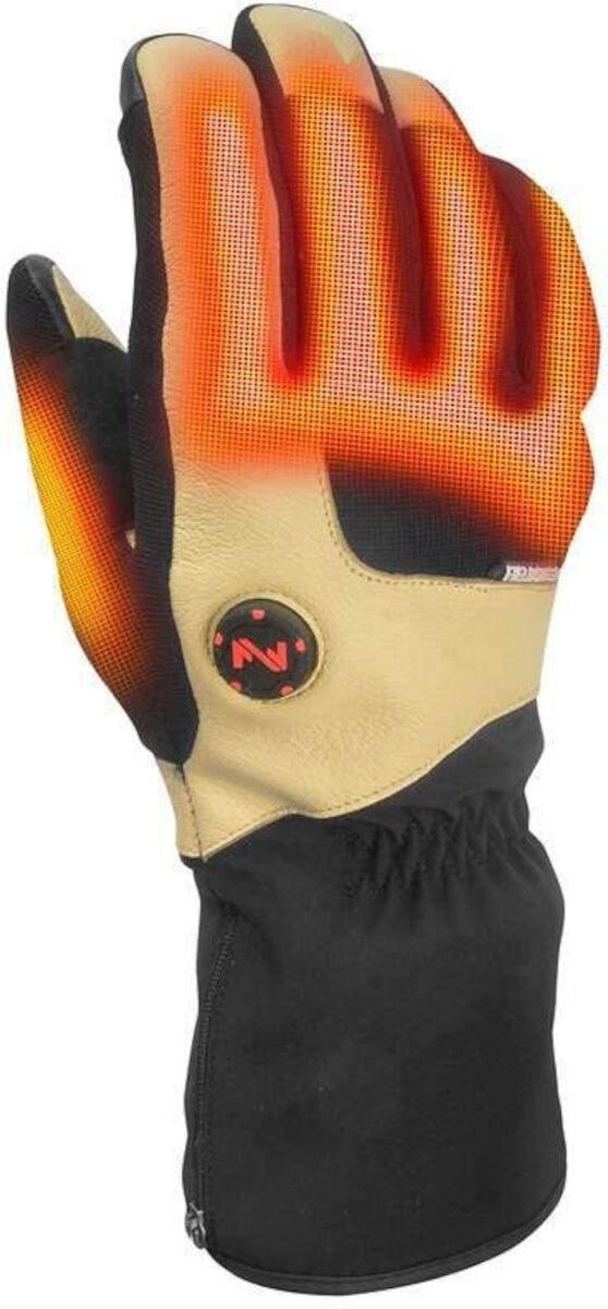 Fieldsheer blacksmith heated glove with tan leather palm, black cuff, and glowing heating zones