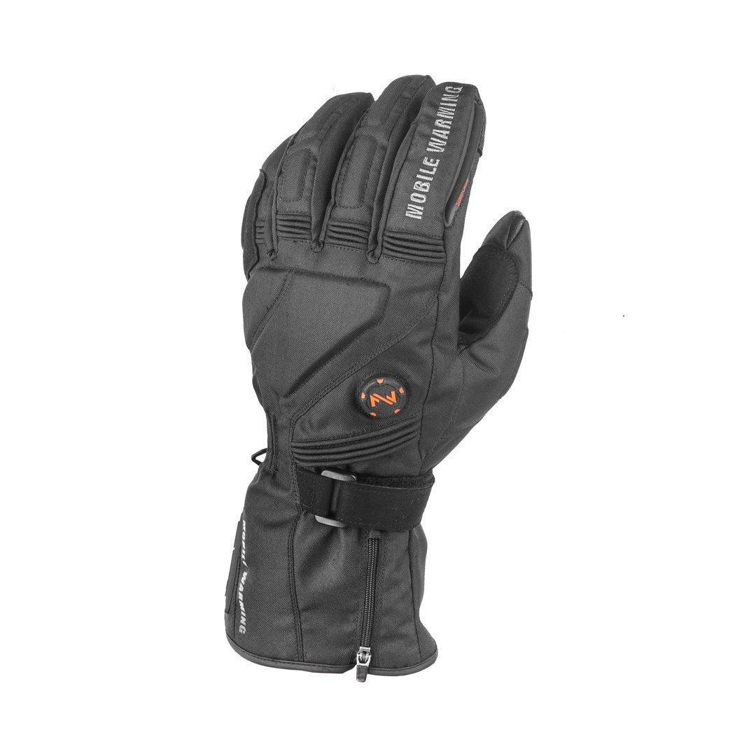 Black Fieldsheer Storm heated glove with adjustable wrist strap and Mobile Warming logo