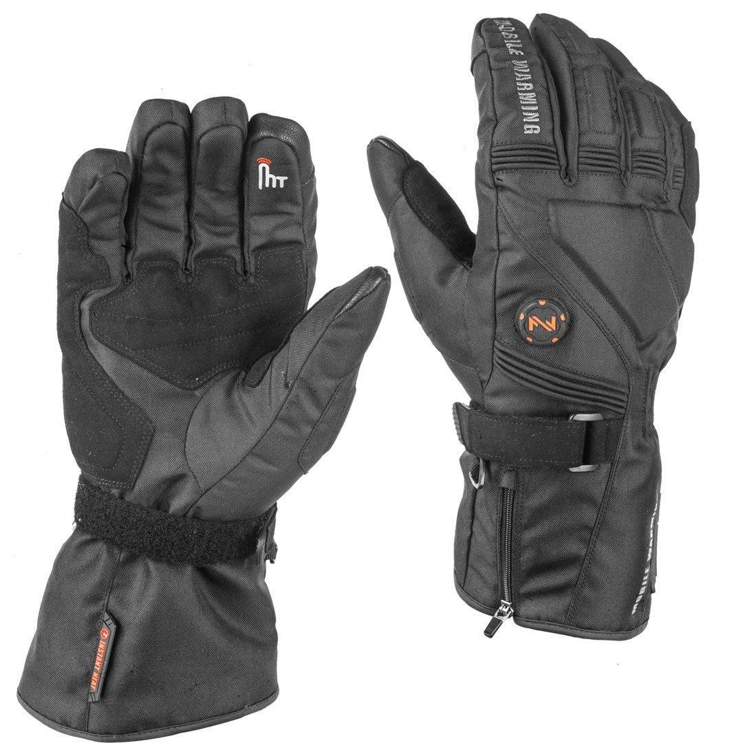 Black Fieldsheer Storm heated gloves with wrist strap and visible heating control button