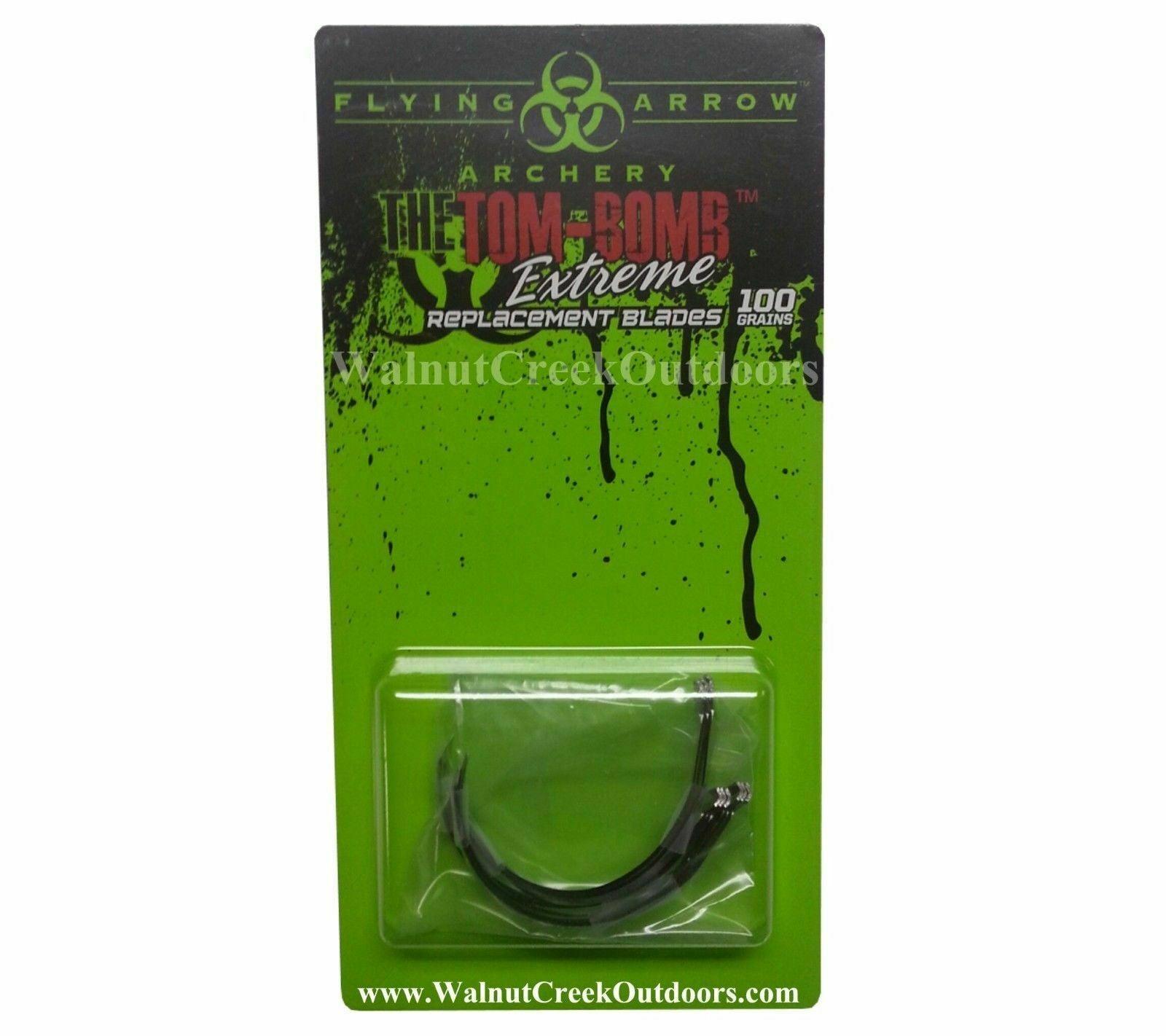 Flying Arrow Archery Tom Bomb Extreme replacement blades package on green background