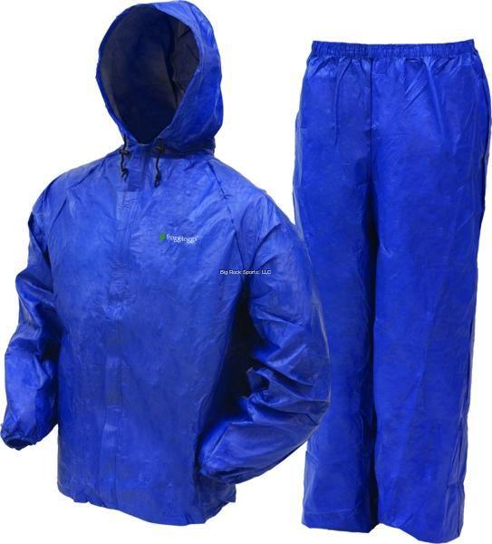 Frogg Toggs youth blue ultra lite rain suit with hooded jacket and pants