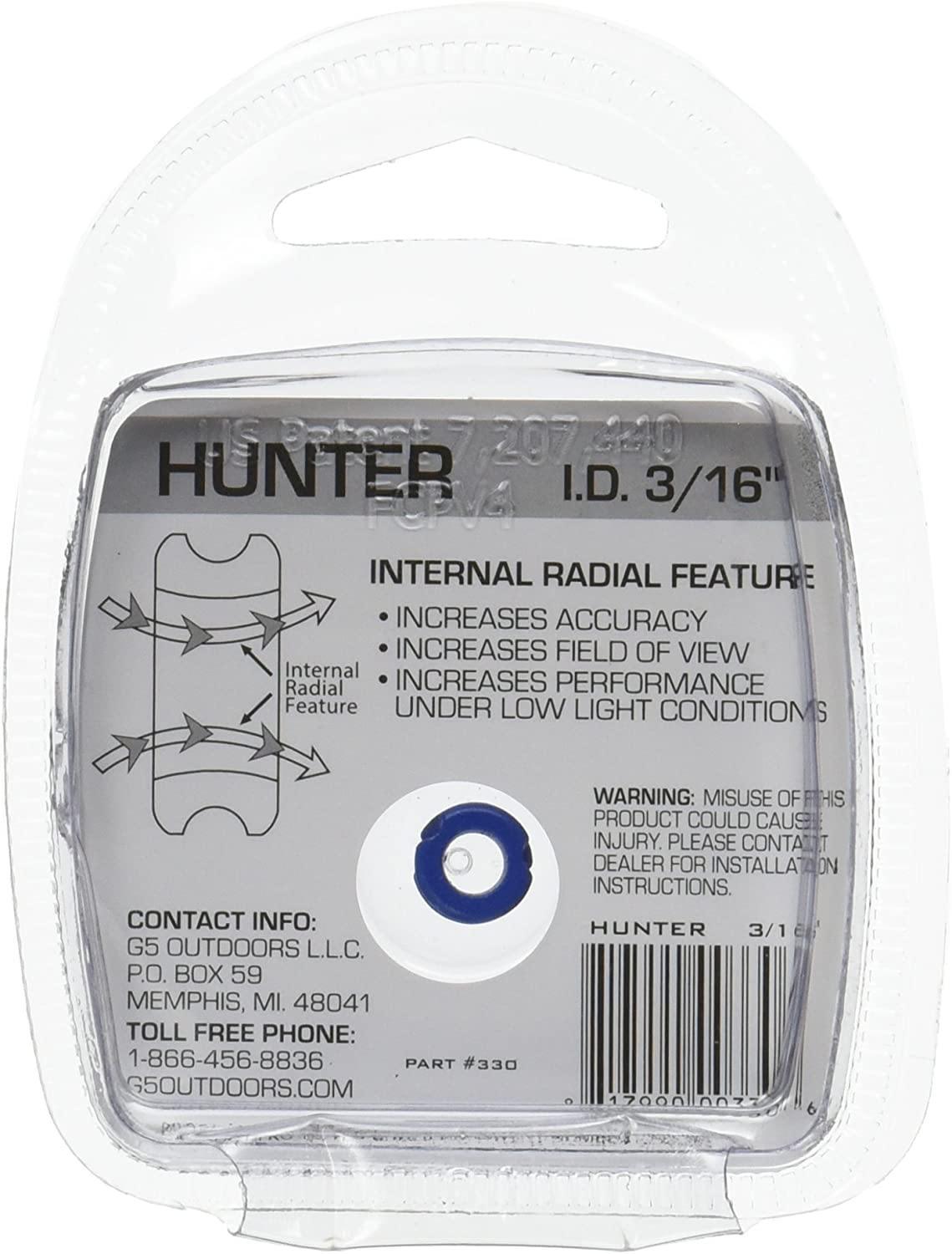 G5 Outdoors Hunter archery peep sight 3/16 inch in retail packaging, features visible.