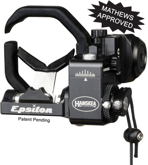Hamskea Epsilon arrow rest with Mathews Approved badge and visible adjustment markings