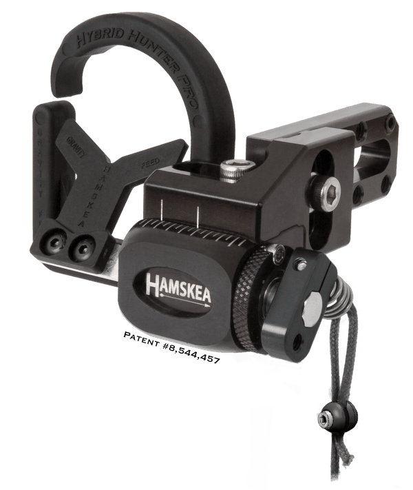 Hamskea Hybrid Hunter Pro arrow rest in black, archery accessory with visible mounting bracket