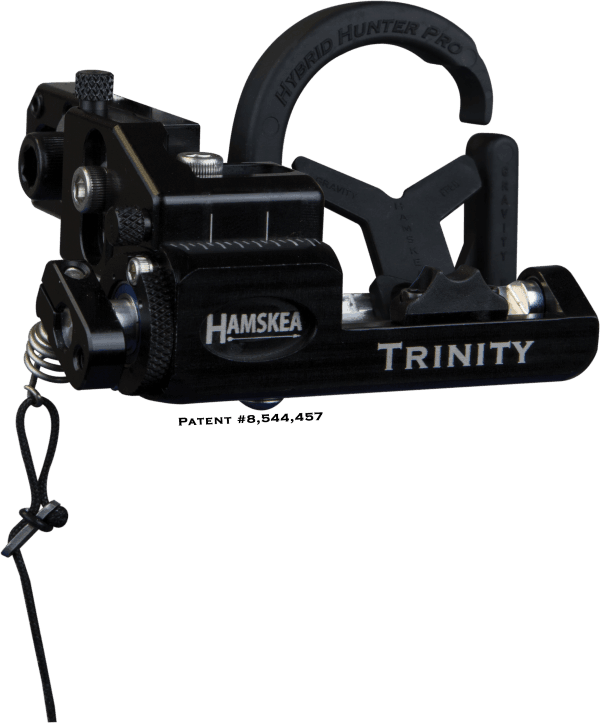 Hamskea Trinity Hunter Pro micro-tune arrow rest for compound bows, black, side view
