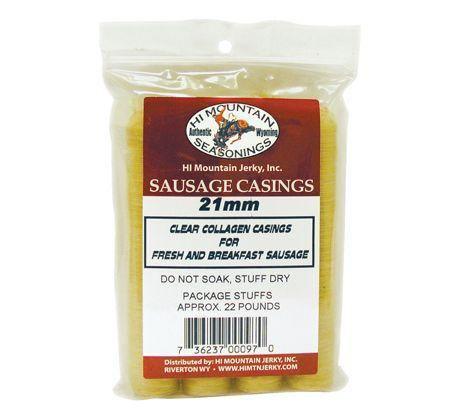 Hi Mountain Sausage Casings 21mm clear collagen for fresh or breakfast sausage in sealed package