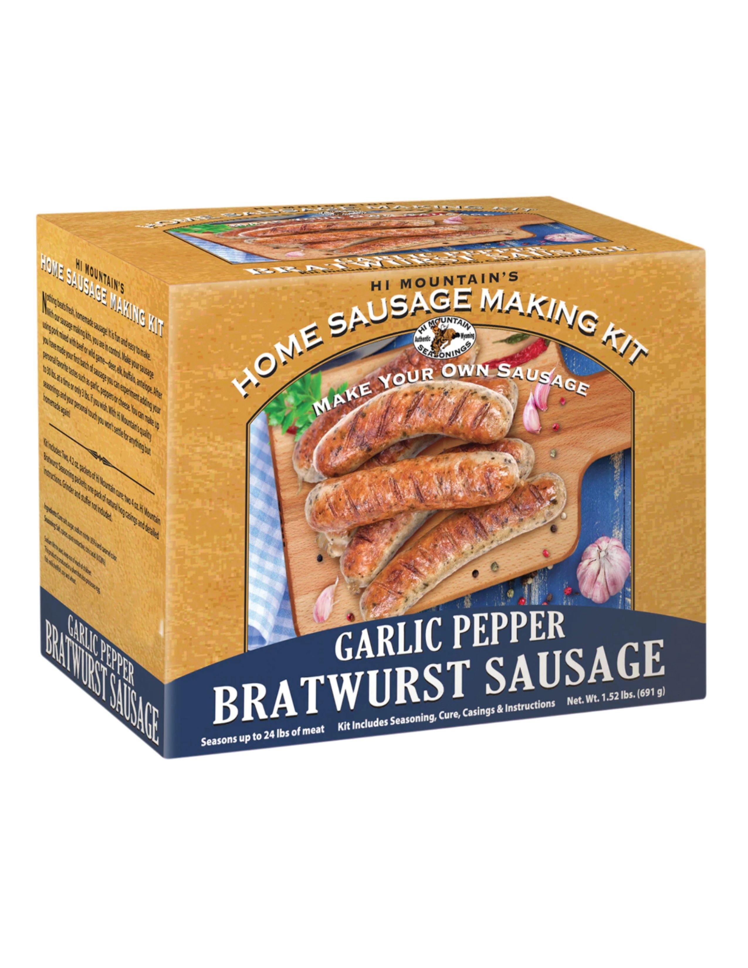 Hi Mountain Garlic Pepper Bratwurst Sausage home sausage making kit box
