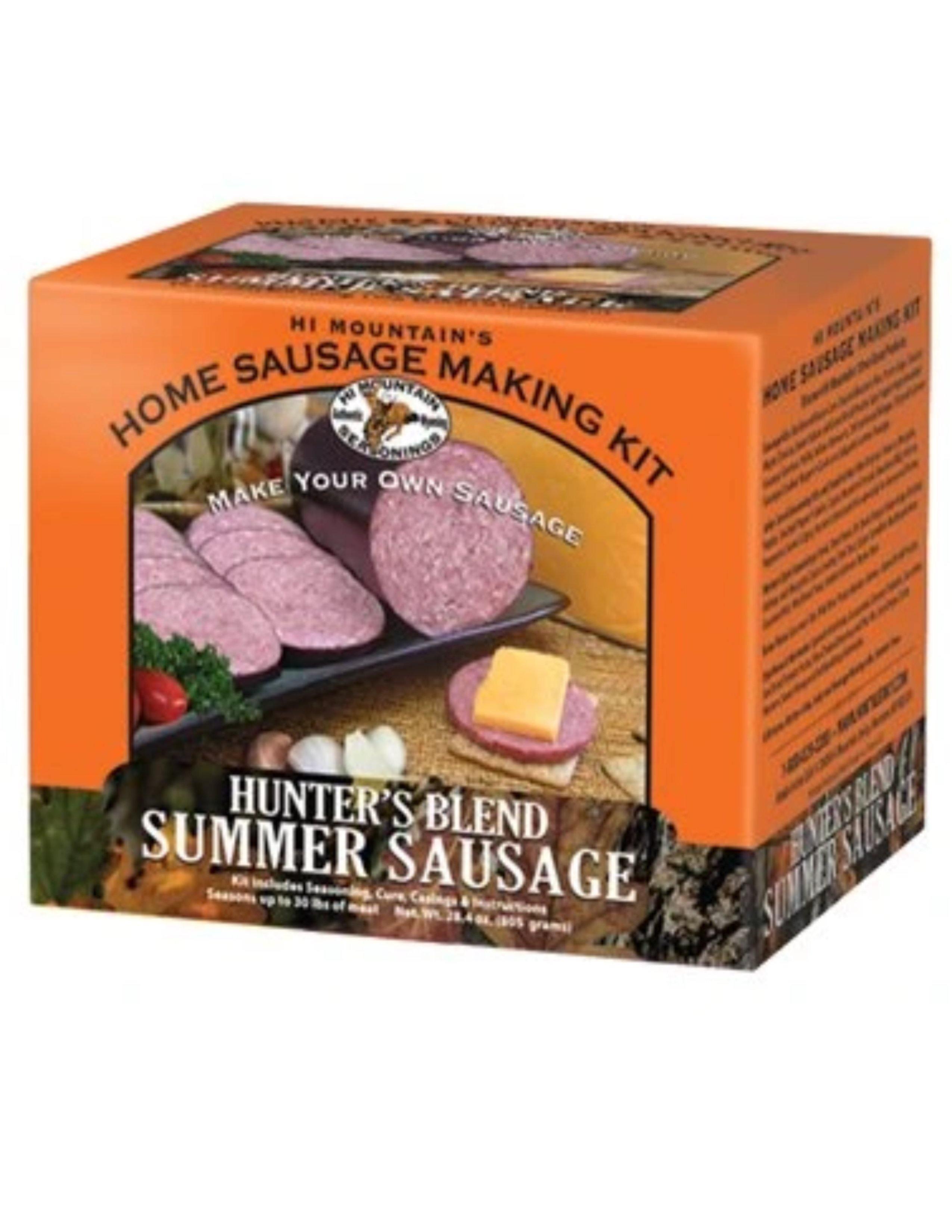 Hi Mountain Hunter's Blend Summer Sausage home sausage making kit box, orange packaging
