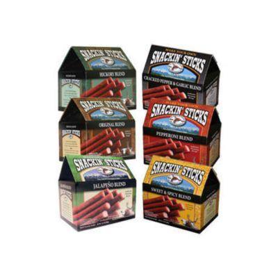 Hi Mountain Snackin' Sticks kits assorted flavors in colorful packaging