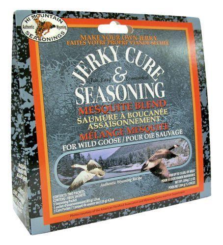 Hi Mountain wild goose jerky cure and seasoning mesquite blend box with flying geese image