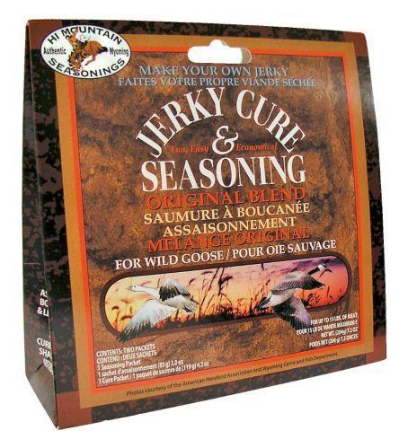 Hi Mountain Jerky Cure and Seasoning Original Blend for wild goose with geese illustration on box