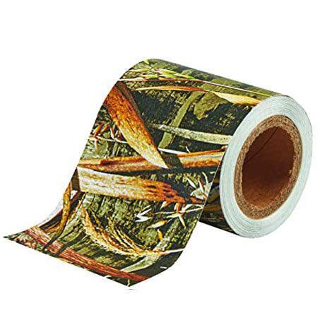 Hunters Specialties no-mar gun and bow tape in camouflage pattern, unrolled on white background