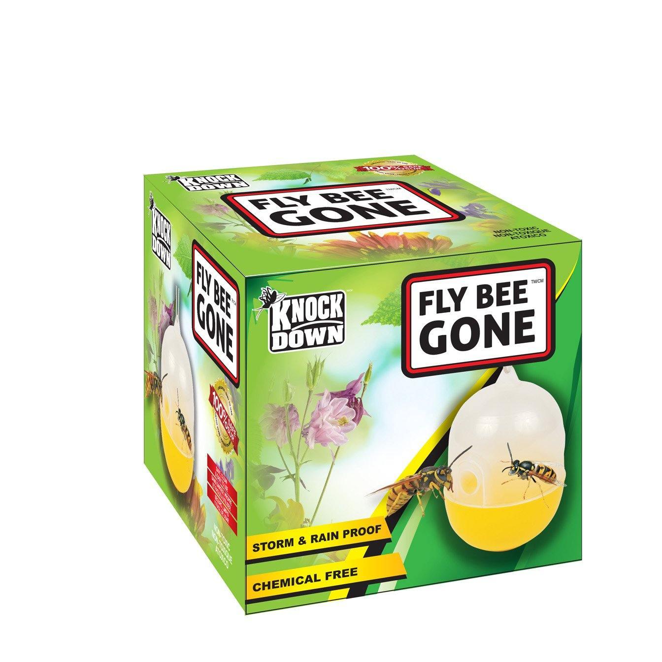 Knock Down Fly Bee Gone hard shell fly and wasp trap box, chemical free, green packaging