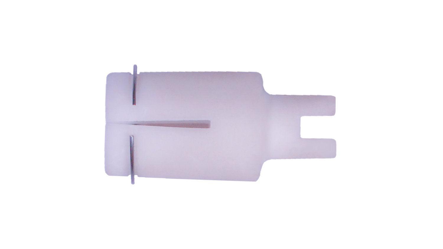 Last Chance Archery crossbow fletching adapter white plastic part on white background
