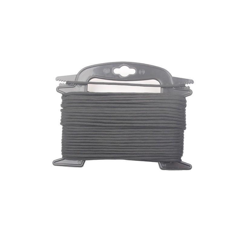 Black 4mm paracord bundle on plastic spool, outdoor utility cord, 100ft length