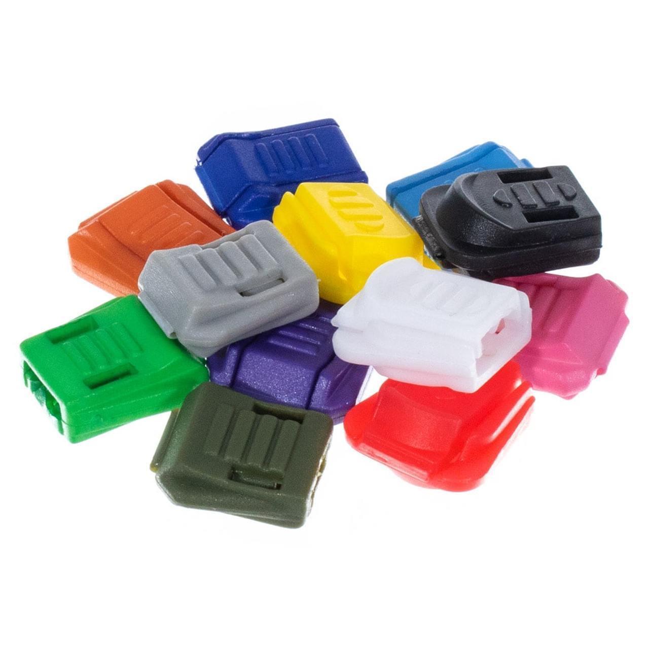 Colorful Leapfrog paracord zipper clips 6-pack assorted on white background